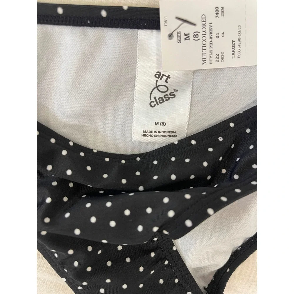 Art Class Girls Polka Dot Bikini Swim Bottom Black White Size M 8